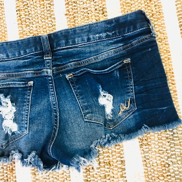 Express distressed denim jean shorts cutt off style 2 summer patriotic - Picture 4 of 7